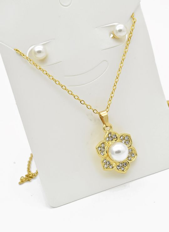 SET DE COLLAR Y DIJE EN RODIO CON MICROCIRCIONES/XUPING