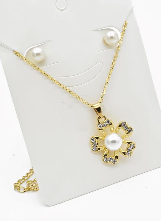 SET DE COLLAR Y DIJE EN RODIO CON MICROCIRCIONES/XUPING