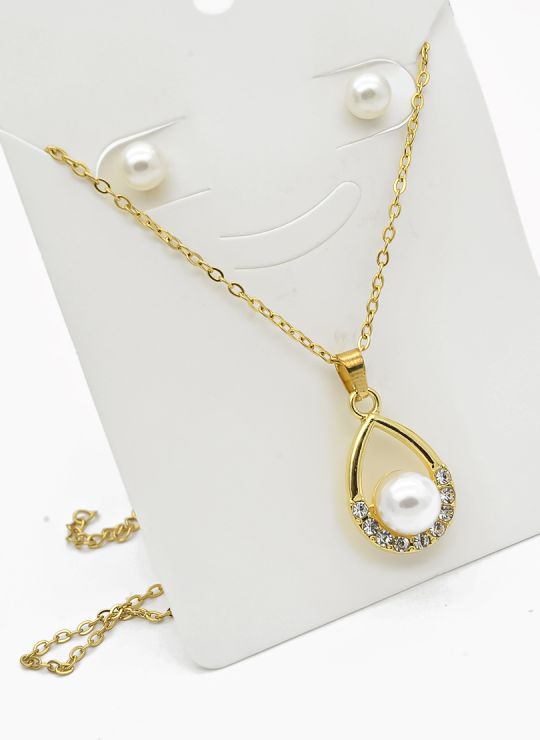 SET DE COLLAR Y DIJE EN RODIO CON MICROCIRCIONES/XUPING