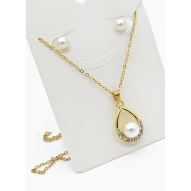 SET DE COLLAR Y DIJE EN RODIO CON MICROCIRCIONES/XUPING