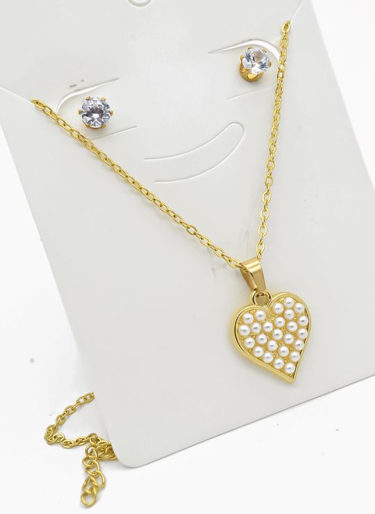 SET DE COLLAR Y DIJE EN RODIO CON MICROCIRCIONES/XUPING