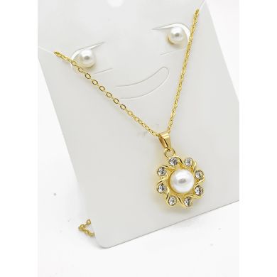 SET DE COLLAR Y DIJE EN RODIO CON MICROCIRCIONES/XUPING