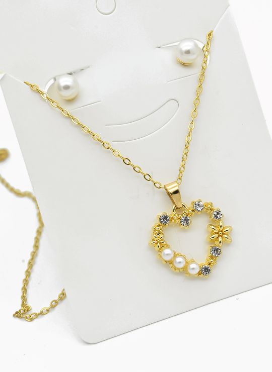 SET DE COLLAR Y DIJE EN RODIO CON MICROCIRCIONES/XUPING
