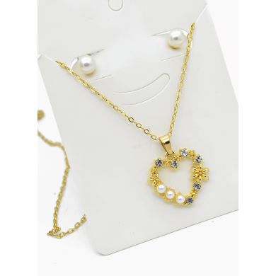 SET DE COLLAR Y DIJE EN RODIO CON MICROCIRCIONES/XUPING