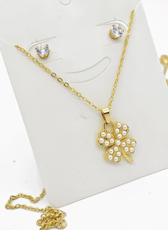 SET DE COLLAR Y DIJE EN RODIO CON MICROCIRCIONES/XUPING