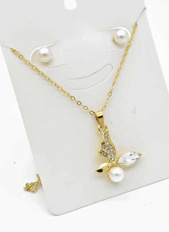 SET DE COLLAR Y DIJE EN RODIO CON MICROCIRCIONES/XUPING