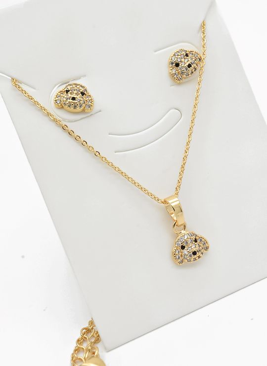 SET DE COLLAR Y DIJE EN RODIO CON MICROCIRCIONES/XUPING