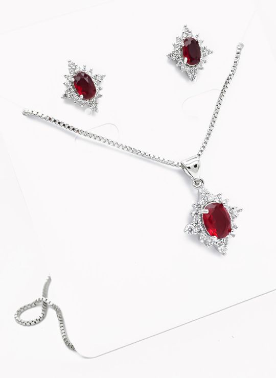 SET DE COLLAR Y DIJE EN RODIO CON MICROCIRCIONES/XUPING