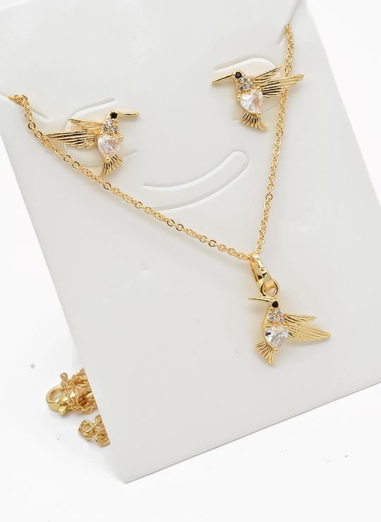 SET DE COLLAR Y DIJE EN RODIO CON MICROCIRCIONES/XUPING
