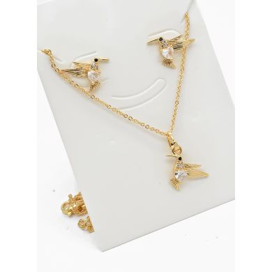 SET DE COLLAR Y DIJE EN RODIO CON MICROCIRCIONES/XUPING