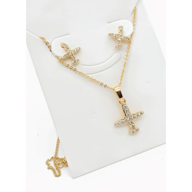 SET DE COLLAR Y DIJE EN RODIO CON MICROCIRCIONES/XUPING