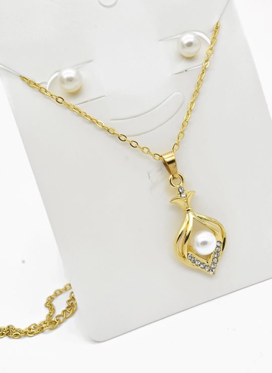 SET DE COLLAR Y DIJE EN RODIO CON MICROCIRCIONES/XUPING