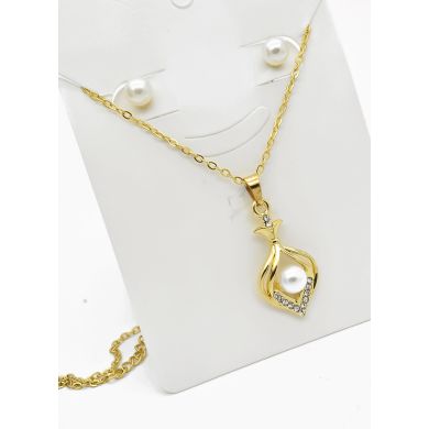 SET DE COLLAR Y DIJE EN RODIO CON MICROCIRCIONES/XUPING