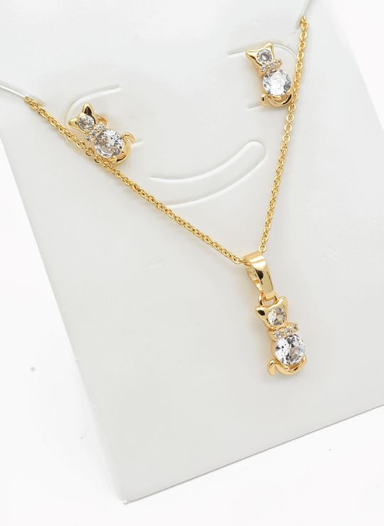 SET DE COLLAR Y DIJE EN RODIO CON MICROCIRCIONES/XUPING
