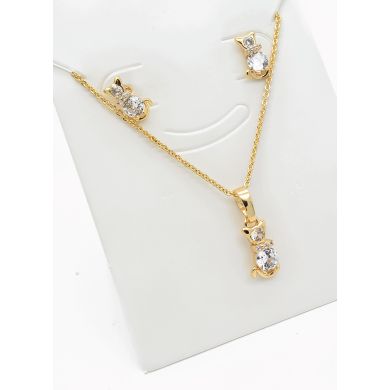 SET DE COLLAR Y DIJE EN RODIO CON MICROCIRCIONES/XUPING