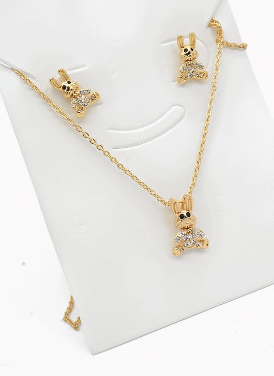 SET DE COLLAR Y DIJE EN RODIO CON MICROCIRCIONES/XUPING