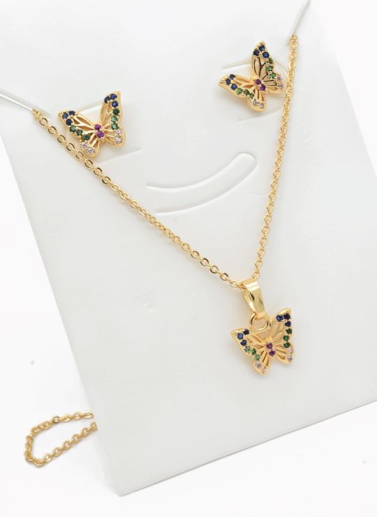 SET DE COLLAR Y DIJE EN RODIO CON MICROCIRCIONES/XUPING
