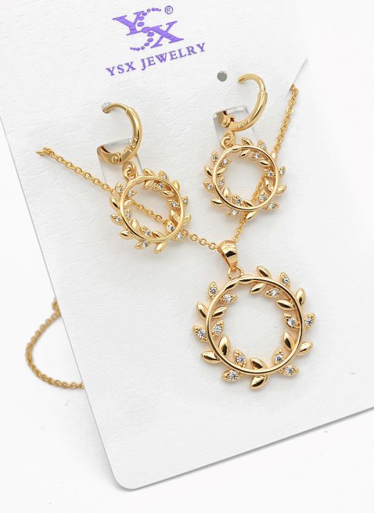 SET DE COLLAR Y DIJE EN RODIO CON MICROCIRCIONES/XUPING