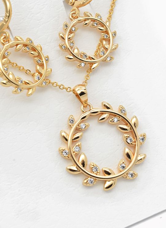 SET DE COLLAR Y DIJE EN RODIO CON MICROCIRCIONES/XUPING