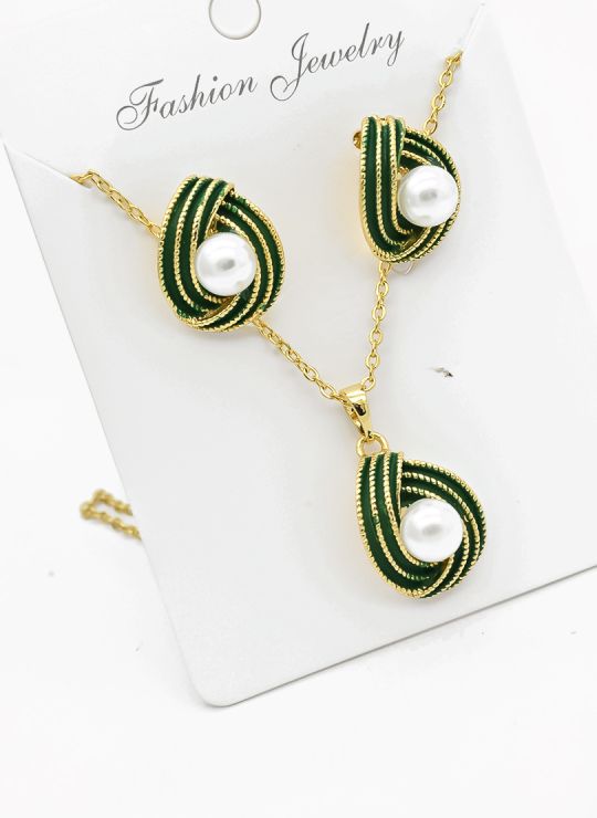SET DE COLLAR Y DIJE EN RODIO CON MICROCIRCIONES/XUPING