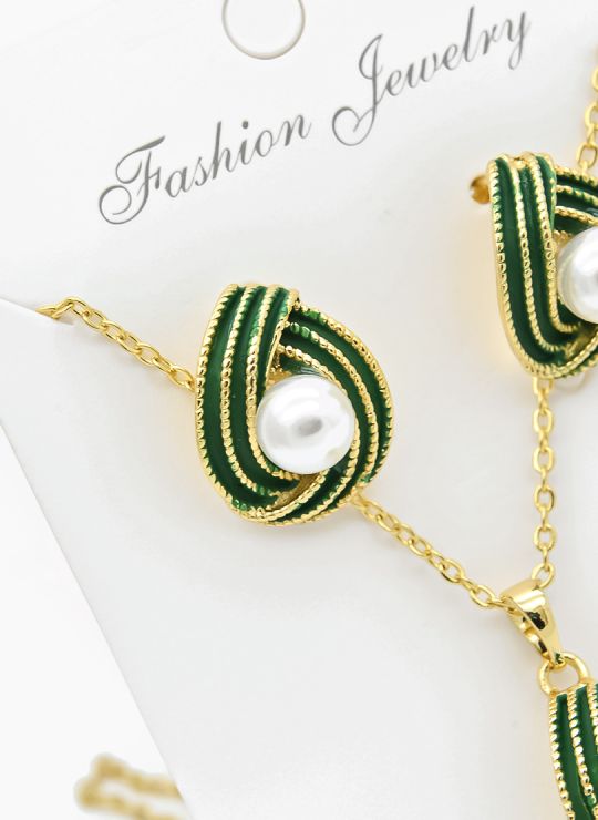 SET DE COLLAR Y DIJE EN RODIO CON MICROCIRCIONES/XUPING