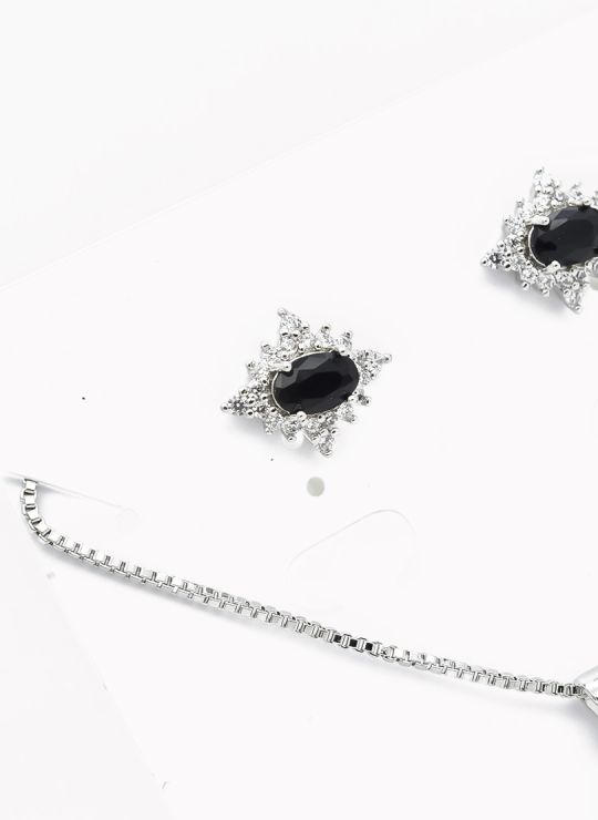 SET DE COLLAR Y DIJE EN RODIO CON MICROCIRCIONES/XUPING