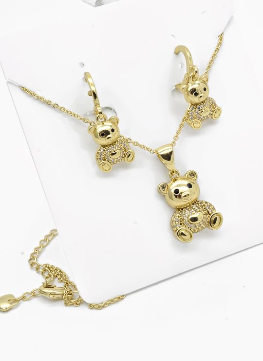 SET DE COLLAR Y DIJE EN RODIO CON MICROCIRCIONES/XUPING