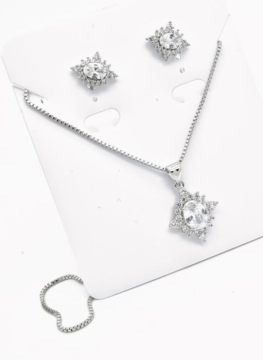 SET DE COLLAR Y DIJE EN RODIO CON MICROCIRCIONES/XUPING