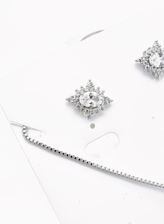 SET DE COLLAR Y DIJE EN RODIO CON MICROCIRCIONES/XUPING