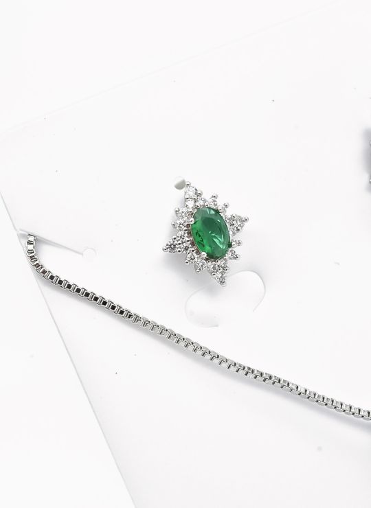 SET DE COLLAR Y DIJE EN RODIO CON MICROCIRCIONES/XUPING