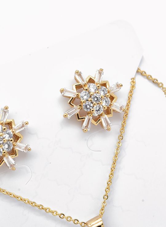 SET DE COLLAR Y DIJE EN RODIO CON MICROCIRCIONES/XUPING