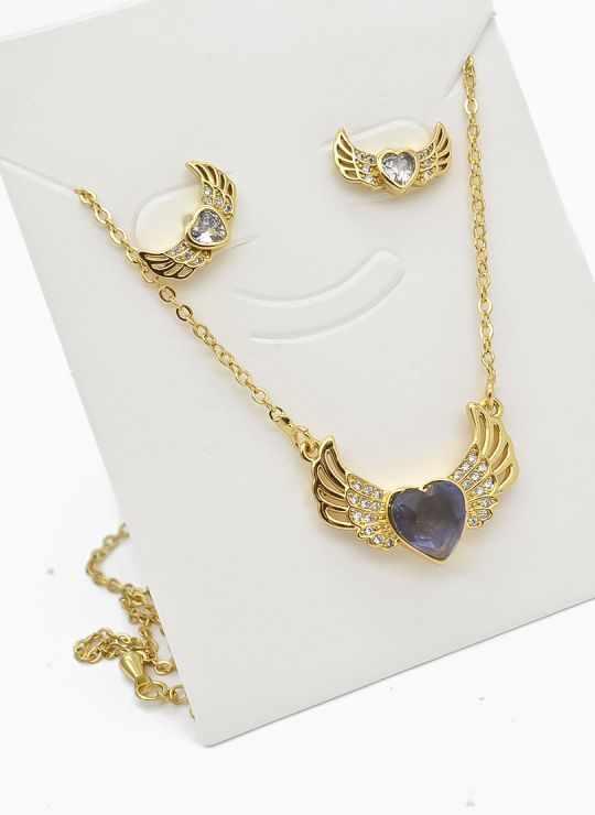 SET DE COLLAR Y DIJE EN RODIO CON MICROCIRCIONES/XUPING