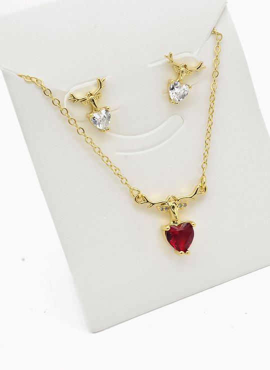 SET DE COLLAR Y DIJE EN RODIO CON MICROCIRCIONES/XUPING