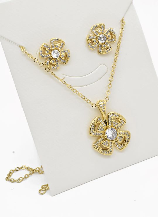 SET DE COLLAR Y DIJE EN RODIO CON MICROCIRCIONES/XUPING