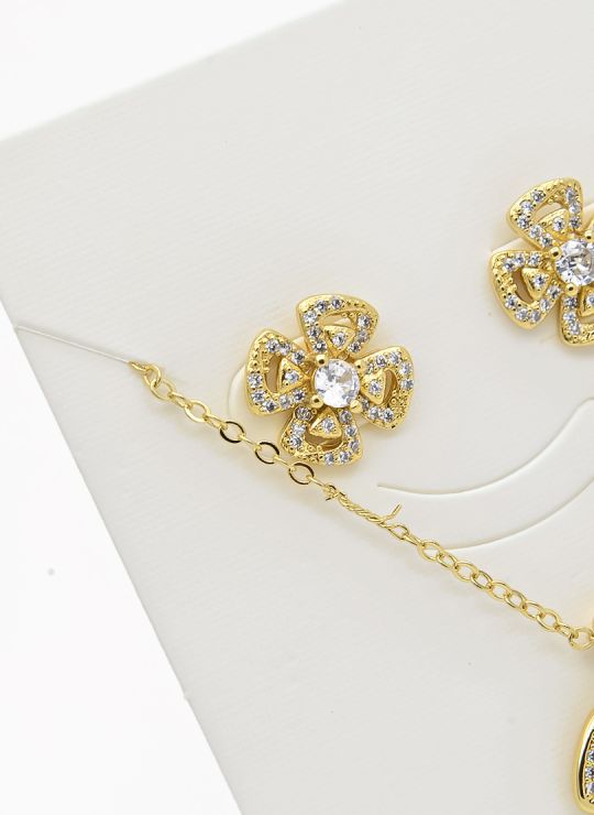SET DE COLLAR Y DIJE EN RODIO CON MICROCIRCIONES/XUPING