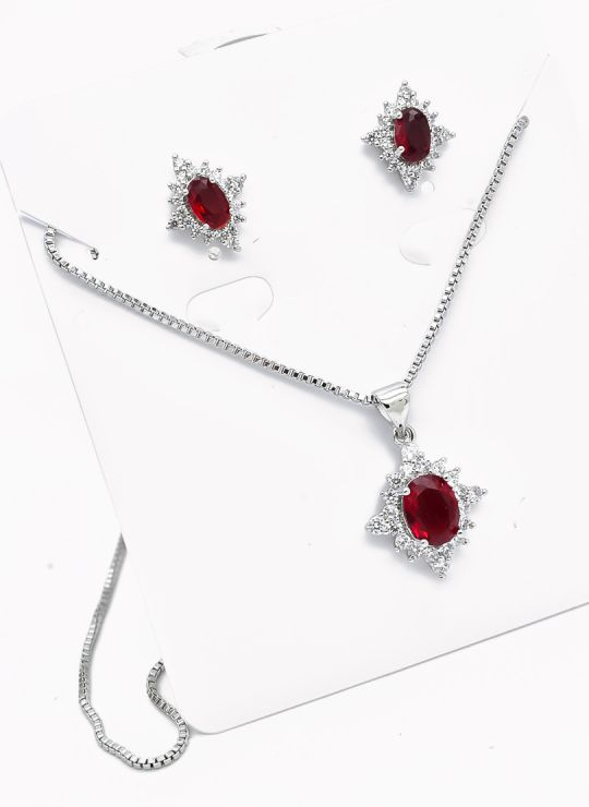 SET DE COLLAR Y DIJE EN RODIO CON MICROCIRCIONES/XUPING