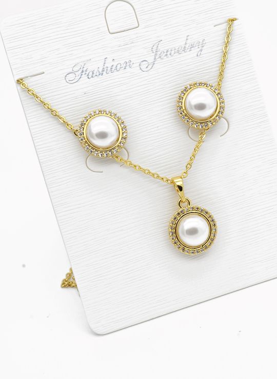 SET DE COLLAR Y DIJE EN RODIO CON MICROCIRCIONES/XUPING