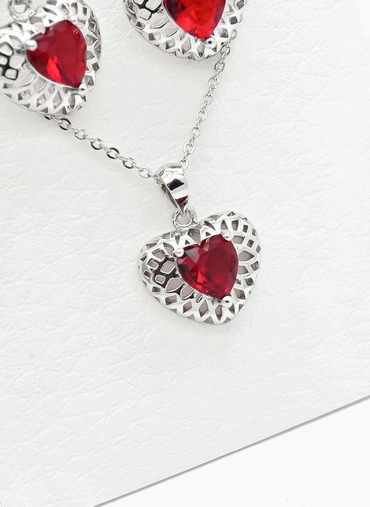 SET DE COLLAR Y DIJE EN RODIO CON MICROCIRCIONES/XUPING