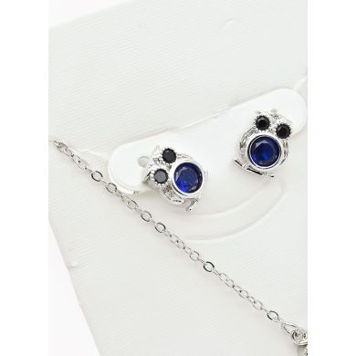 SET DE COLLAR Y DIJE EN RODIO CON MICROCIRCIONES/XUPING