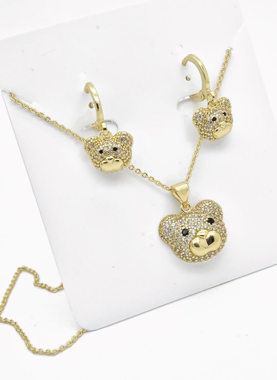 SET DE COLLAR Y DIJE EN RODIO CON MICROCIRCIONES/XUPING