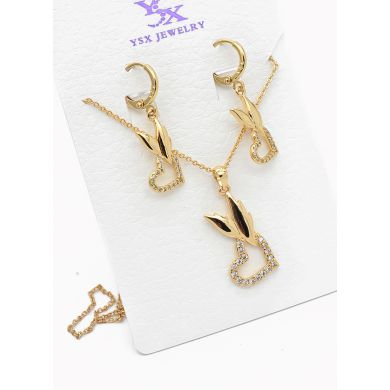 SET DE COLLAR Y DIJE EN RODIO CON MICROCIRCIONES/XUPING