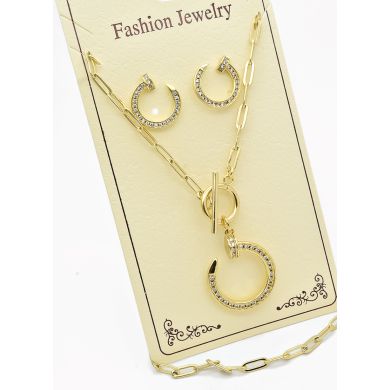 SET DE COLLAR Y DIJE EN RODIO CON MICROCIRCIONES/XUPING
