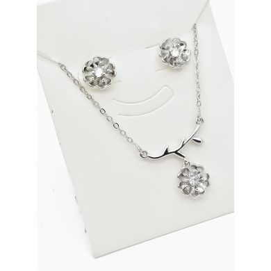 SET DE COLLAR Y DIJE EN RODIO CON MICROCIRCIONES/XUPING