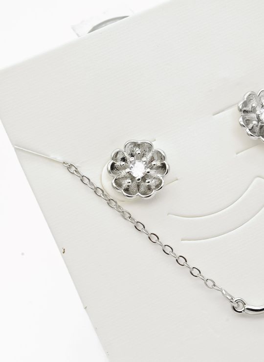 SET DE COLLAR Y DIJE EN RODIO CON MICROCIRCIONES/XUPING