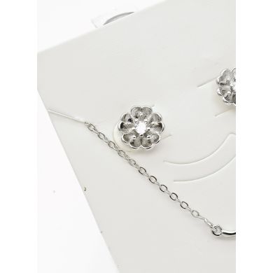 SET DE COLLAR Y DIJE EN RODIO CON MICROCIRCIONES/XUPING