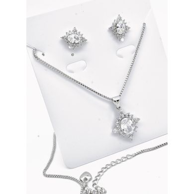 SET DE COLLAR Y DIJE EN RODIO CON MICROCIRCIONES/XUPING