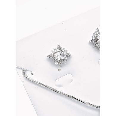 SET DE COLLAR Y DIJE EN RODIO CON MICROCIRCIONES/XUPING