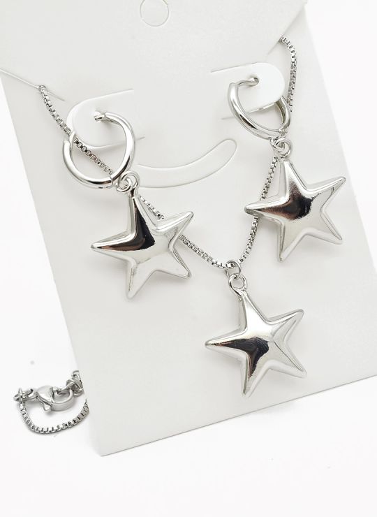 SET DE COLLAR Y DIJE EN RODIO CON MICROCIRCIONES/XUPING