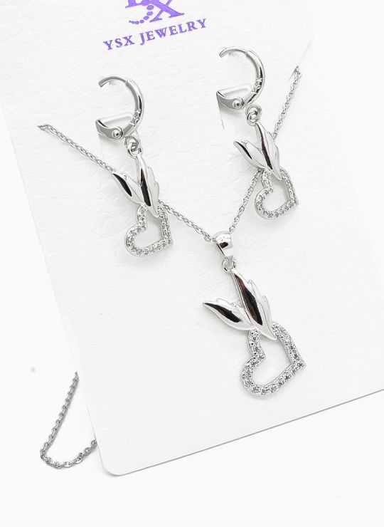 SET DE COLLAR Y DIJE EN RODIO CON MICROCIRCIONES/XUPING