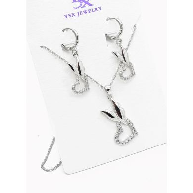 SET DE COLLAR Y DIJE EN RODIO CON MICROCIRCIONES/XUPING